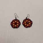Beaded earrings red flower
