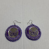 Beaded earrings purple butterfly