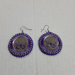 Beaded earrings purple butterfly