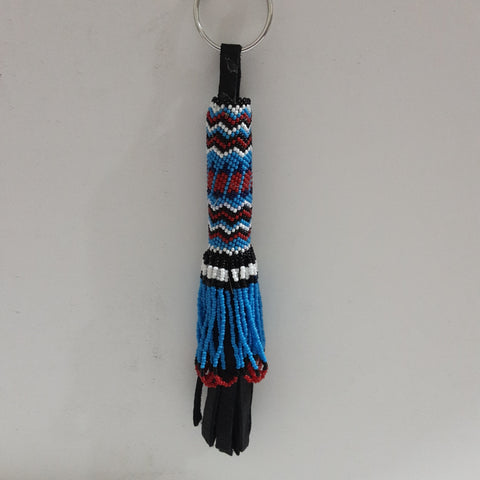 Beaded keychain blue red #2