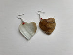 Heart shaped shell earrings red bead