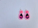 Beaded earrings pink bear.