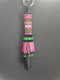 Beaded keychain pink and green