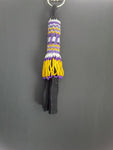 Beaded keychain purple and yellow 6 inches