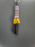 Beaded keychain purple and yellow 6 inches