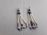 Beaded quill earrings dark blue. 1