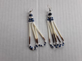 Beaded quill earrings dark blue. 1