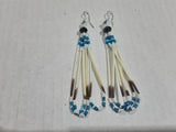 Beaded quill earrings turuoise #6