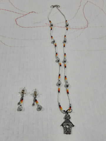 Bead work necklace & earrings 1