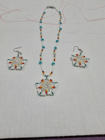 Beaded work necklace & earrings 2