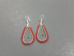 Beaded dream catcher earrings lite red #4