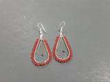 Beaded dream catcher earrings lite red #4