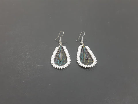 Beaded Dream Catcher earrings #6 white