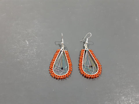 Beaded Dream Catcher earrings #8 orange