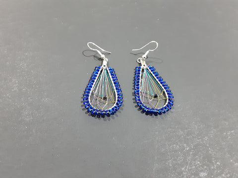 Beaded Dream Catcher earrings #10 blue