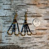 Beaded Long Bugle Twist Dangle Earrings