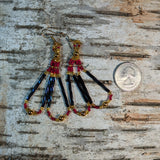Beaded Long Bugle Twist Dangle Earrings