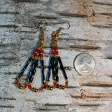 Beaded Long Bugle Twist Dangle Earrings