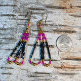 Beaded Long Bugle Twist Dangle Earrings