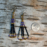 Beaded Long Bugle Twist Dangle Earrings
