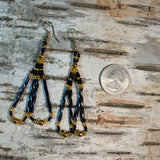 Beaded Long Bugle Twist Dangle Earrings
