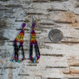 Long Twist Bugle Bead & Turquoise Dangle Earrings