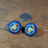 Beaded Button Post Earrings