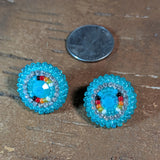Beaded Button Post Earrings