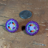 Beaded Button Post Earrings