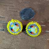 Beaded Button Post Earrings