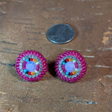 Beaded Button Post Earrings