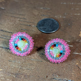 Beaded Button Post Earrings