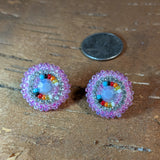 Beaded Button Post Earrings