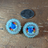 Beaded Button Post Earrings