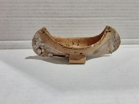 Birchbark canoes standing