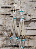 Porcupine Quill Faux Pearl Beaded Earrings